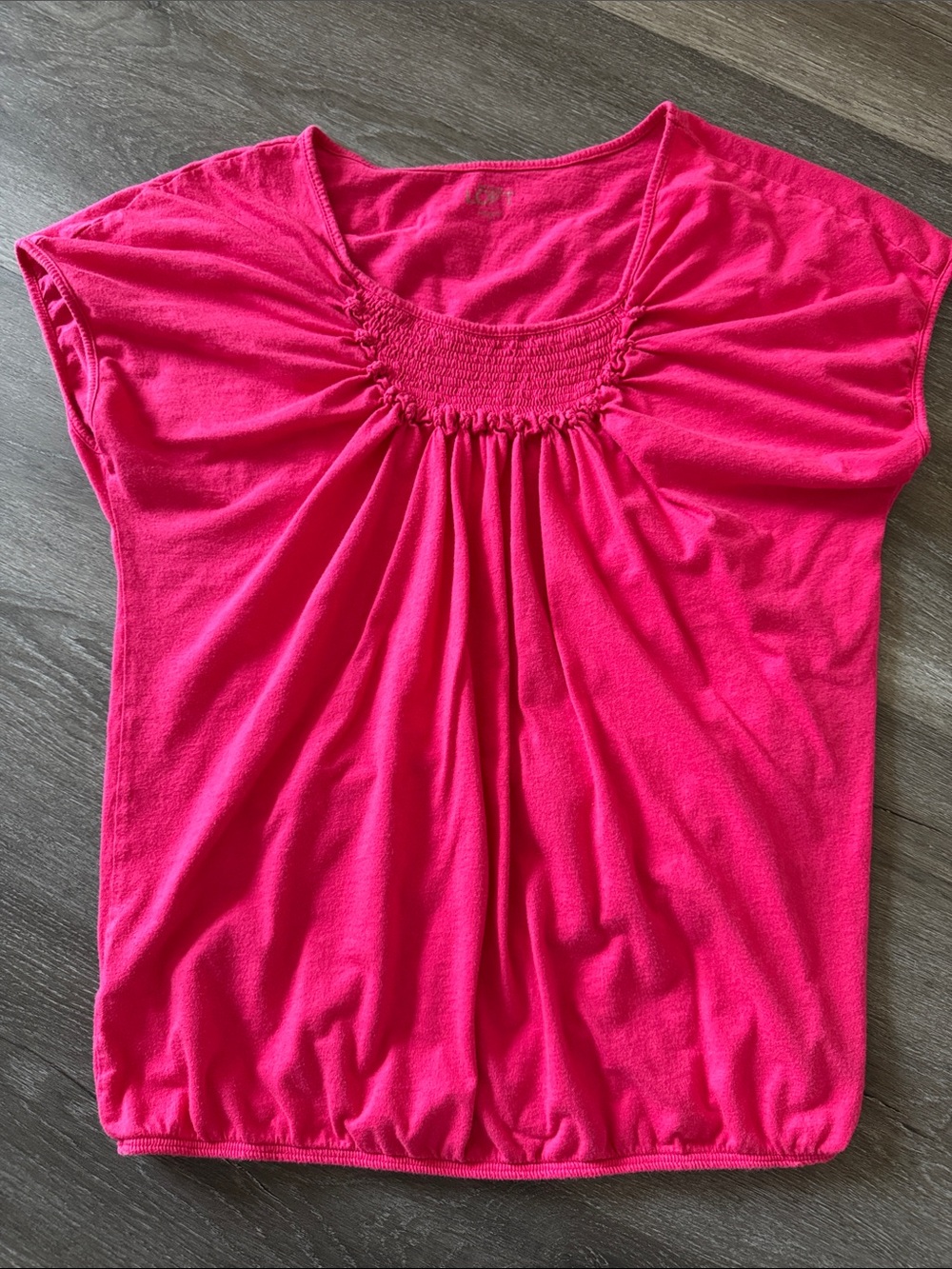 Women's Pink Short Sleeve Gathered Neck Top Ann Taylor Loft